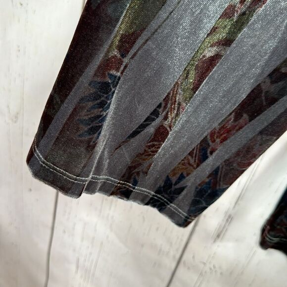 Susan Lawrence Woman Velvet Burnout Floral Top 1X Romantic Boho Evening Blouse - Picture 8 of 14